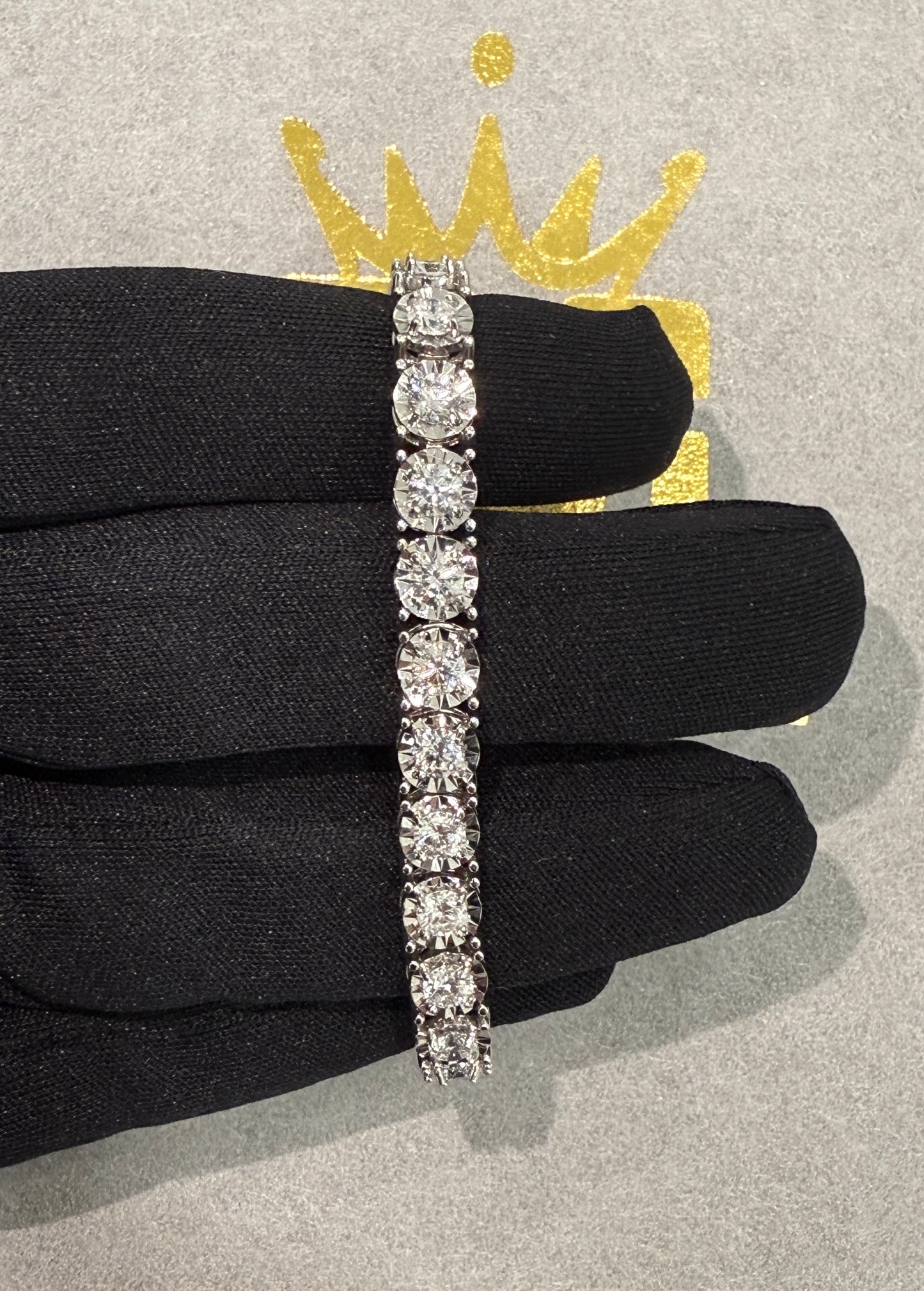 14k white gold natural diamond tennis bracelet 8.25ct