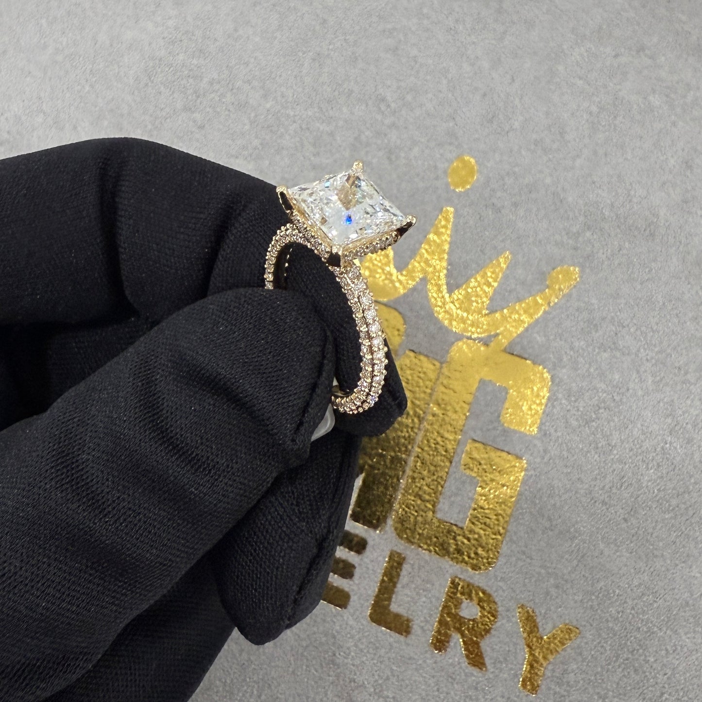 14k yellow gold princess cut 4ct lab diamond