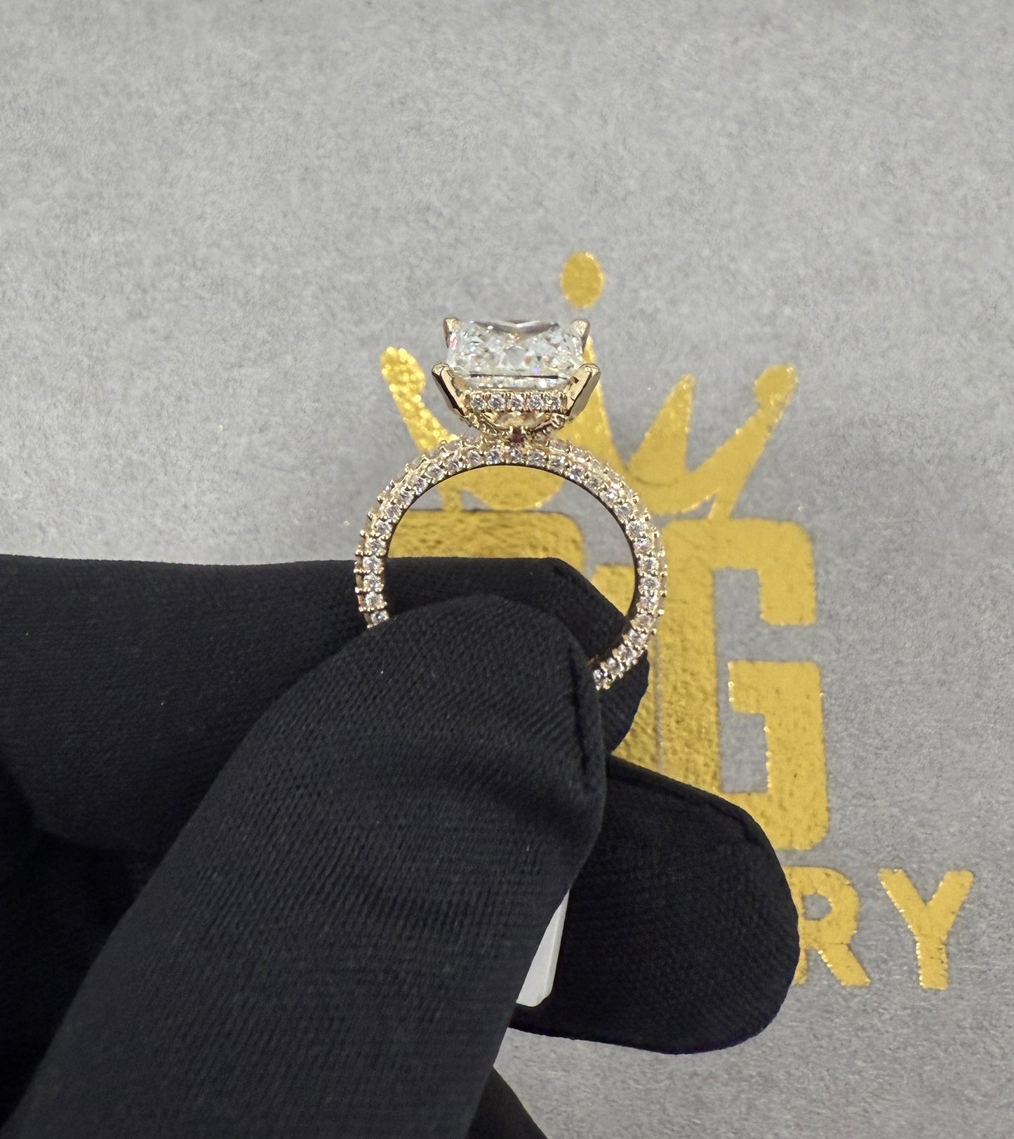 14k yellow gold princess cut 4ct lab diamond