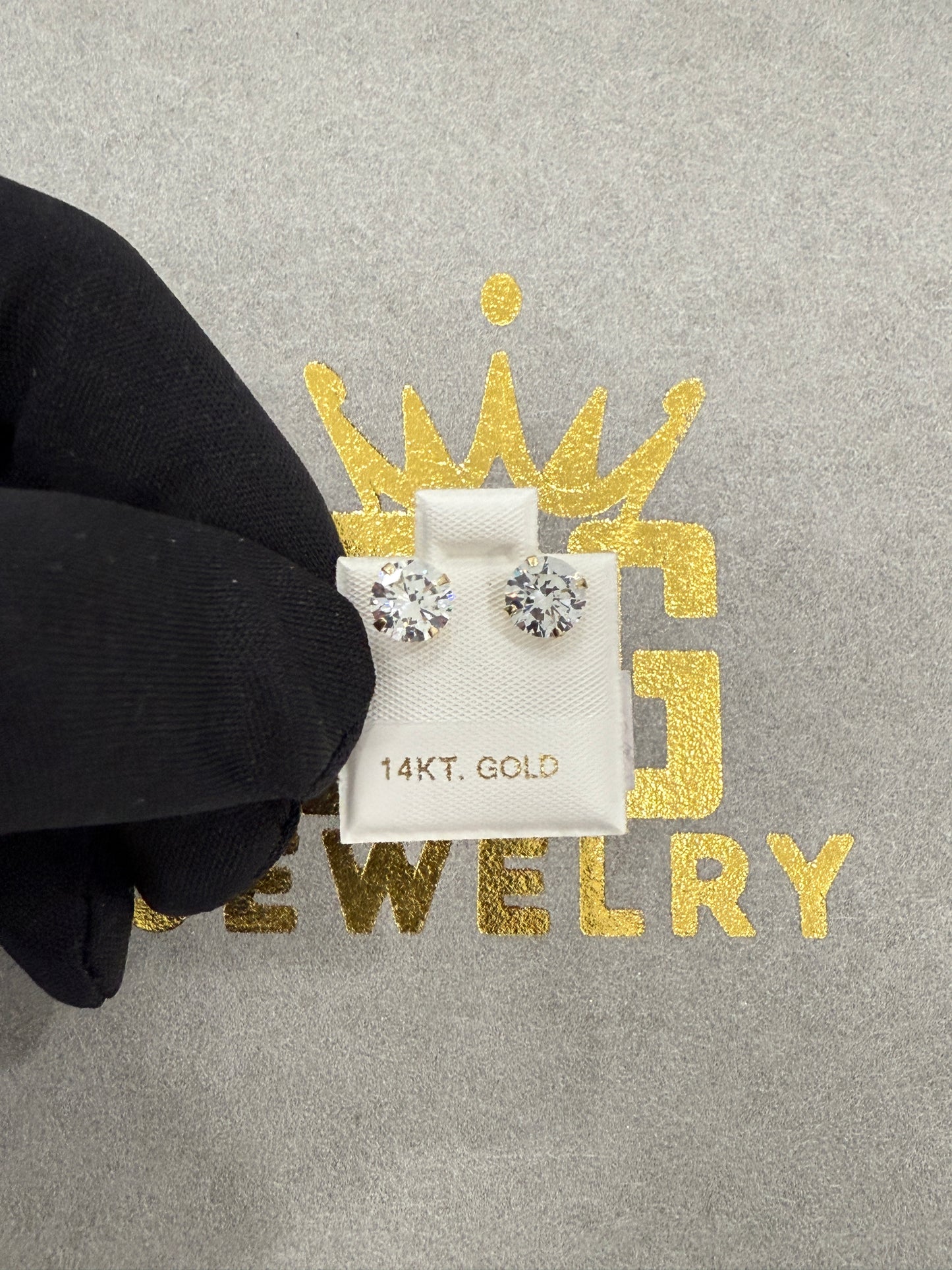 14k 7mm CZ earrings