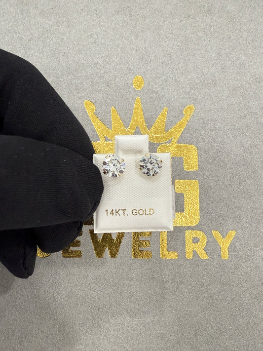 14k 7mm CZ earrings
