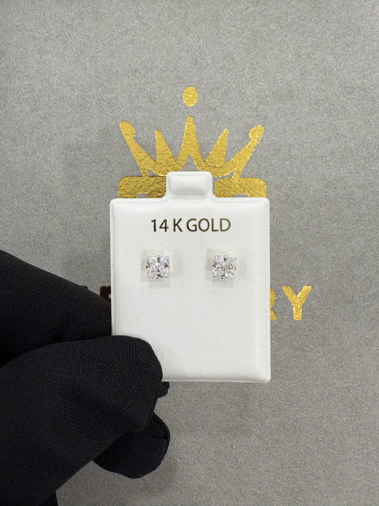 14k square 5mm CZ earrings